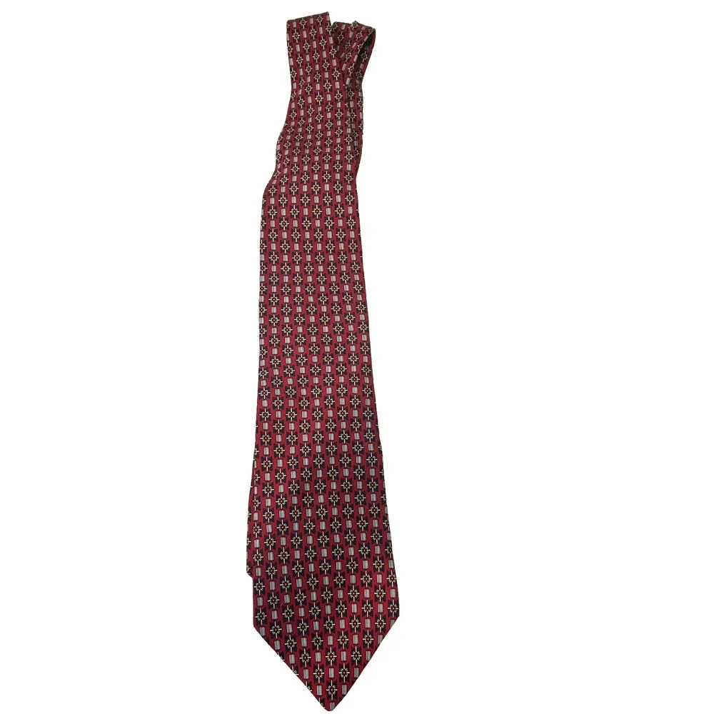 Christian Dior Men's 100% Silk Burgundy Patterned Neck Tie